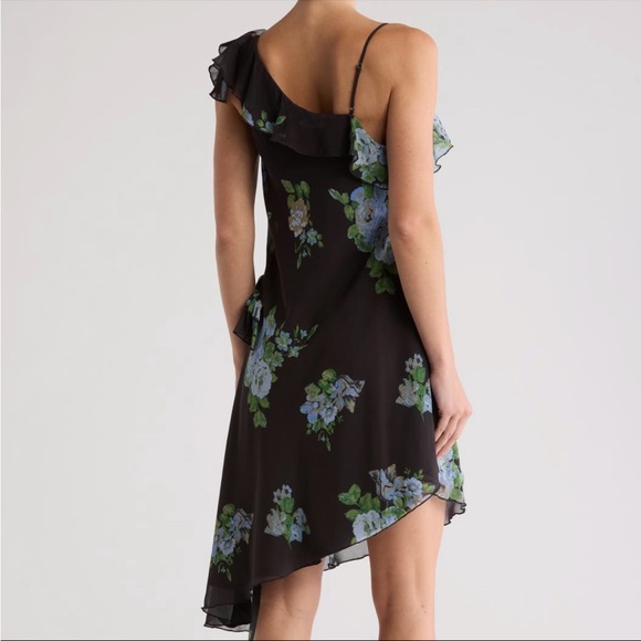 NWT Free People Alma Midi Dress Women’s Size XS Black Floral Asymmetrical light - Picture 2 of 7